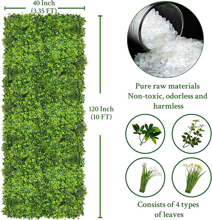 ODTORY Artificial Plant Wall Roll: 40X120 in UV-Anti Ivy Privacy Fence Screen - Image 2