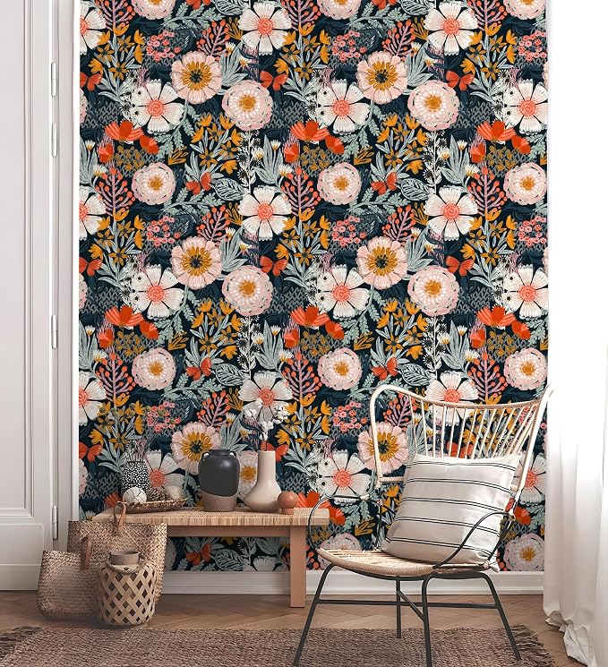 HAOKHOME Boho Peel and Stick Wallpaper Floral Wall Paper Removable - Image 2