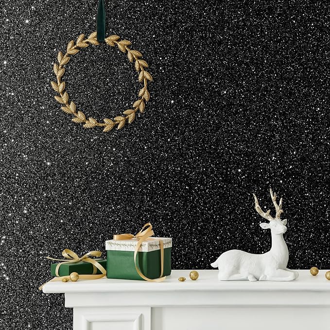 CHIHUT Black Glitter Contact Paper 15.7''x236'' Self Adhesive Black Glitter - Image 2