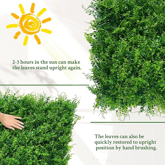 ODTORY Artificial Plants Hedge Wall Panels：20x20 Inch 16P UV-Anti Greenery - Image 7