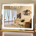 ROLOVE Gold Vanity Mirror with Lights 23x18 Inch, 3-Color Dimmable LED & Touch by ROLOVE