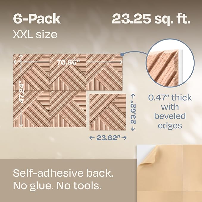 XL Acoustic Wall Panels 6-Pack Decorative Acoustic Panels High Density Sound - Image 3