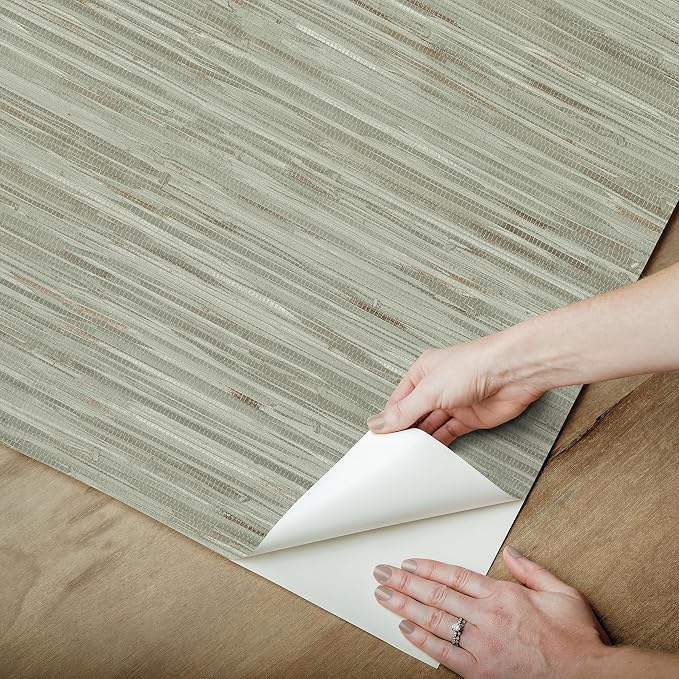 NuWallpaper Green Grassweave Peel and Stick Wallpaper, Textured Removable - Image 6