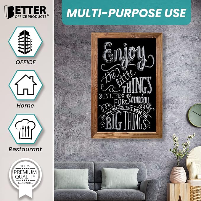 Better Office Products Magnetic Chalkboard, 20x30 Rustic Wood Frame Chalkboard - Image 8