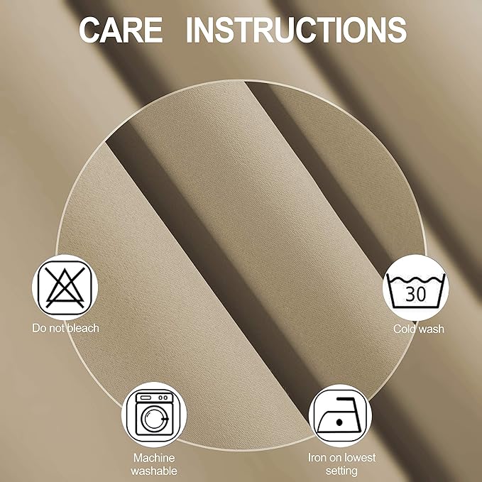 LEMOMO Beige Thermal Blackout Curtains/52 x 54 Inch/Set of 2 Panels Room - Image 4