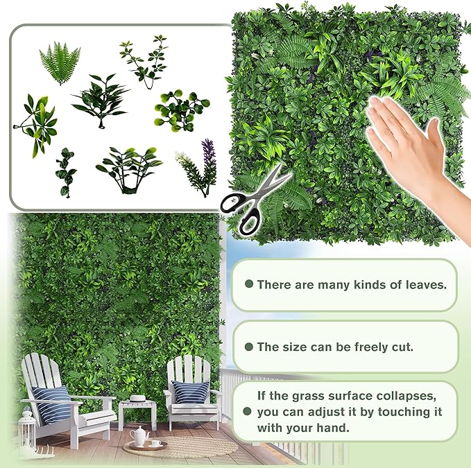 Artificial Green Boxwood Grass Wall Roll: 40"x120" UV Protected Ivy Privacy - Image 4