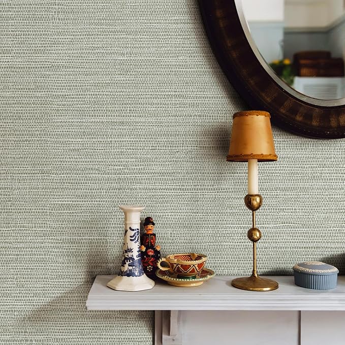 JiffDiff Grasscloth Wallpaper Peel and Stick Cream Grassweave Stick on - Image 2