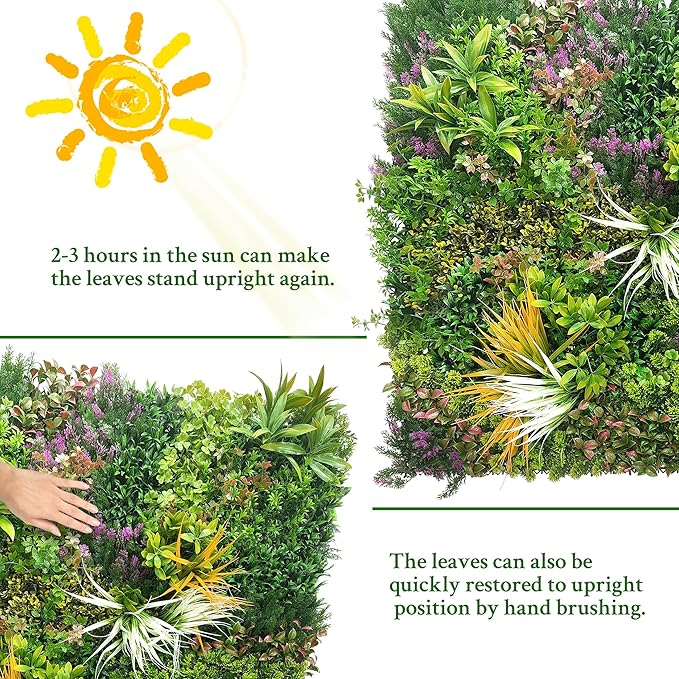 ODTORY Artificial Greenery Grass Wall Panels: 20''x 20'' 8P UV-Anti Faux Ivy - Image 7