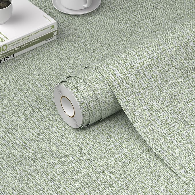 WADILE Grasscloth Peel and Stick Wallpaper 15.7in x 787.4in, Textured Contact by WADILE