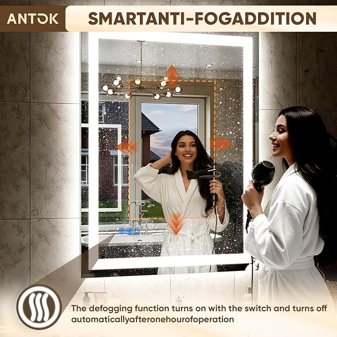 Antok 72"x 36" LED Bathroom Mirror - Image 3
