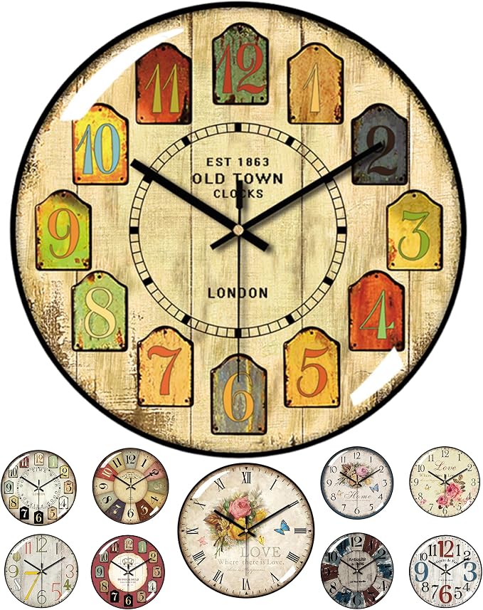 Decorative Wall Clocks Batterys Operated, Retro Wall Clock by Unknown