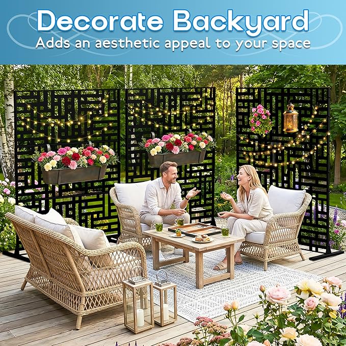 MTART Metal Privacy Screen 72" H x 47.2" Decorative Outdoor Privacy Screen - Image 6