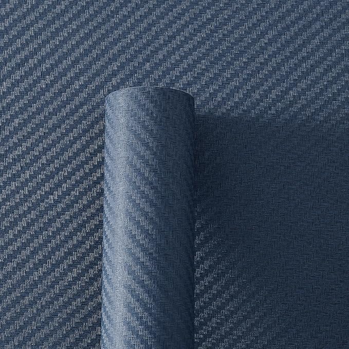 Haimin Fabric Wallpaper Textured Contact Paper Navy Blue Grasscloth Wallpaper - Image 7