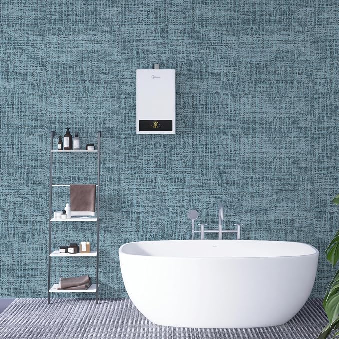 TANONE Blue Contact Paper Peel and Stick 15.8 in X 197 in, Grasscloth Wallpaper - Image 5