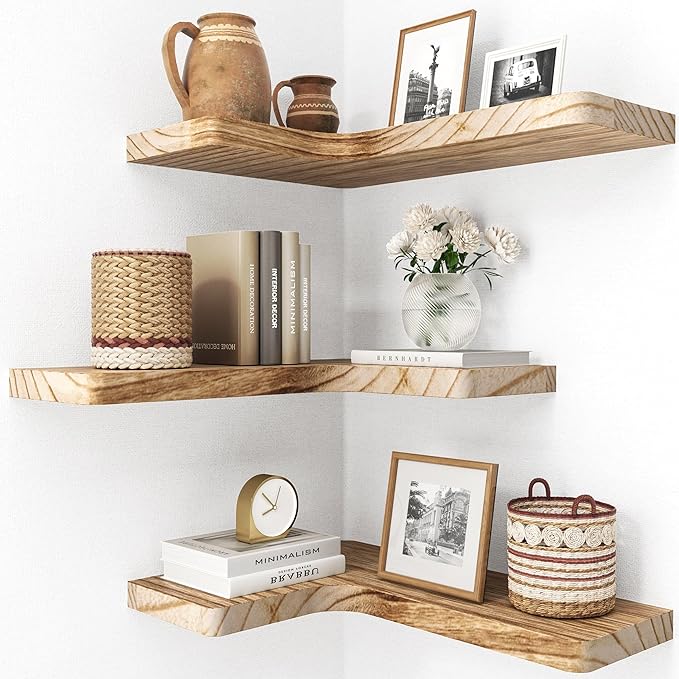 fuqing Floating Corner Shelves, Wall Shelf Set of 3, Shelves by Fuqing