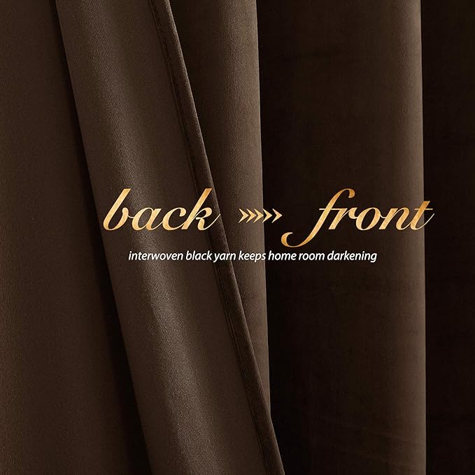 NICETOWN Brown Velvet Curtains, Thermal Insulated Sound Reducing Heavy Matt - Image 4