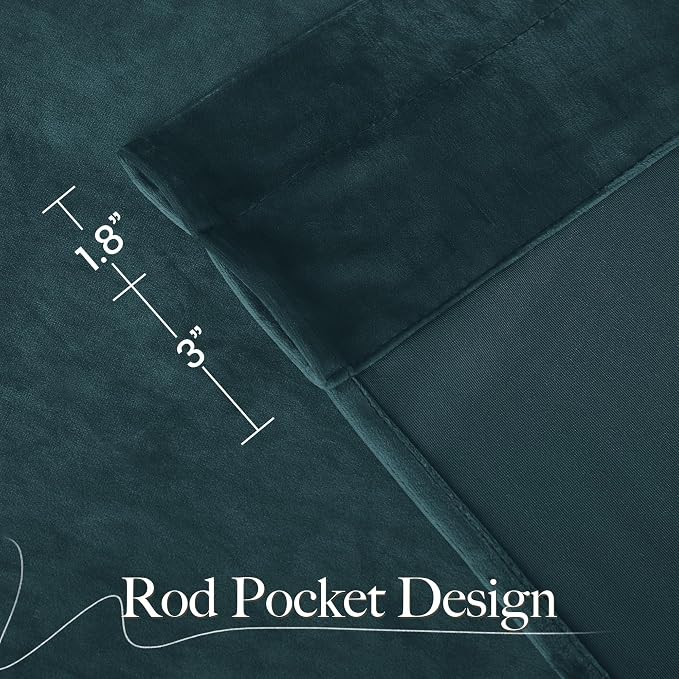 NICETOWN Room Darkening Greyish Blue Velvet Curtains, Rod Pocket Super Soft - Image 7