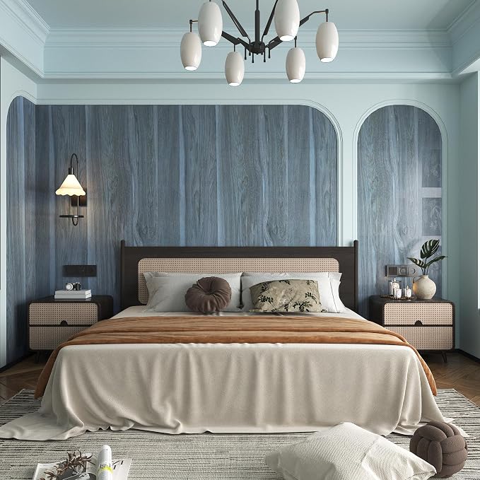 BOMENG Large Blue Wood Contact Paper Peacock Wallpaper Stick and Peel - Image 5