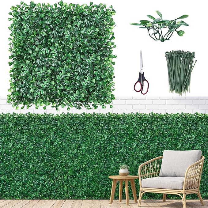 CEWOR 10"x10" Artificial Grass Wall Panels, UV Resistant & Anti-Fade Greenery by CEWOR