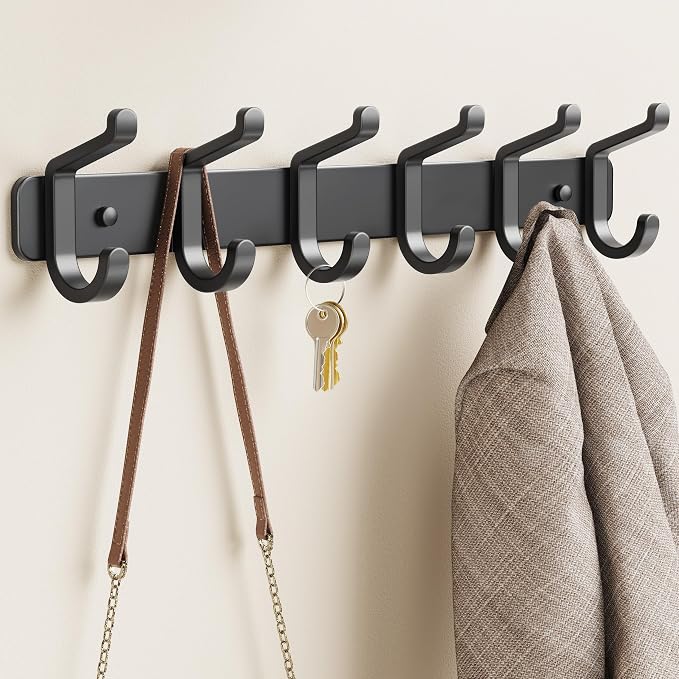 pickpiff Coat Rack Wall Mounted Heavy-Duty: Metal Coat Hanger 6 Hooks - Image 9