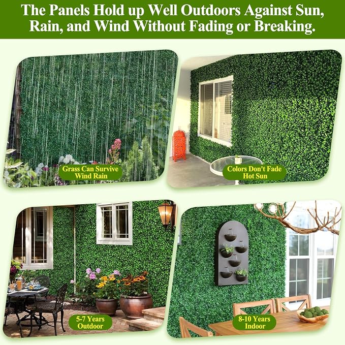 25Pcs Artificial Grass Wall Panels 10" X 10" Greenery Backdrop UV-Protected - Image 7