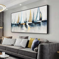 Canvas Wall Art Abstract Wall Decor Sailboat Picture Framed Artwork Modern by VHMING