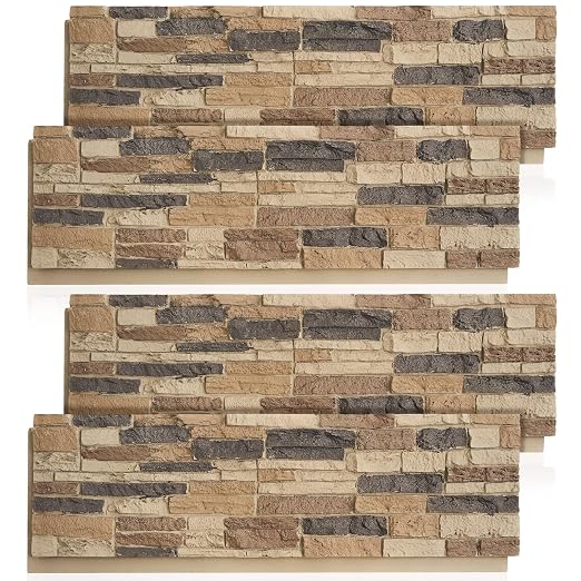 4 Pack Faux Stone Panels Interior 45.6''l x 11.8''h x 0.98''d Faux Siding by Unknown
