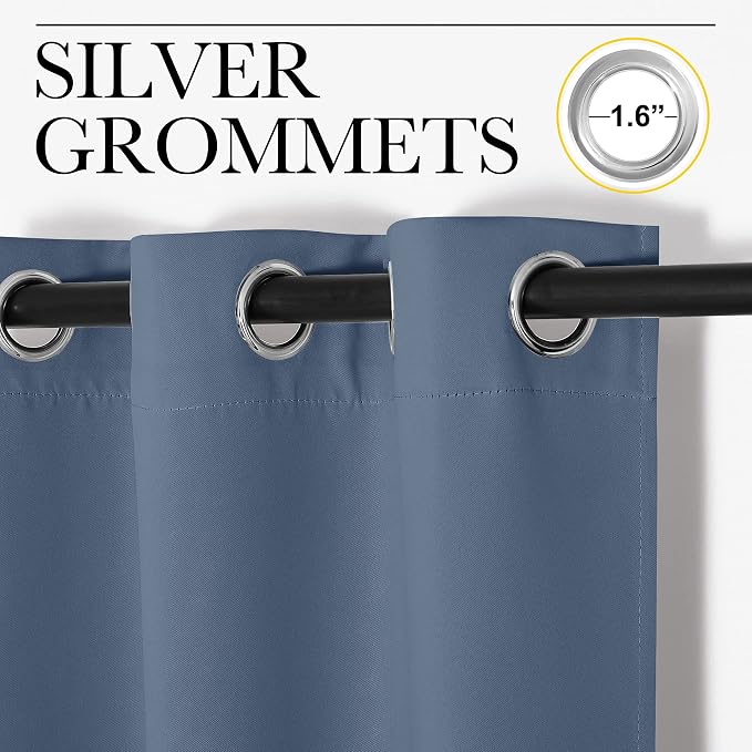 NICETOWN Thermal Insulated Curtains Blackout Draperies, Stone Blue, 29 by 40 - Image 3