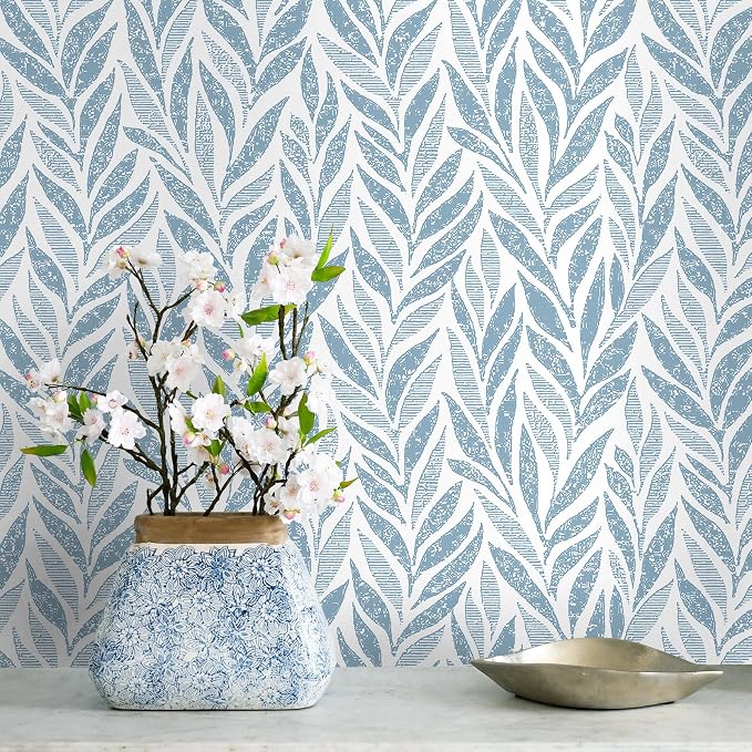 Safiyya 393"x17.3" Blue Peel and Stick Wallpaper Boho Contact Paper Modern by SAFIYYA