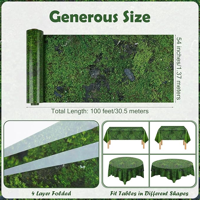 Kochorie 100 Ft x 54 Inch Green Moss Tablecloth Roll - Image 2