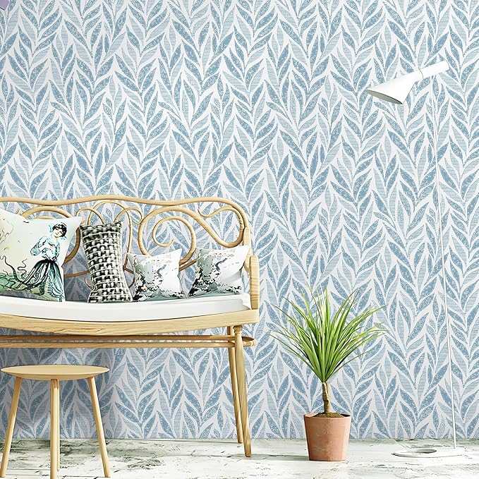Safiyya 787"x17.3" Blue Peel and Stick Wallpaper Boho Contact Paper Modern - Image 3
