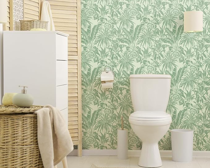 FLFK Tropical Leaf Peel and Stick Wallpaper 16" x 128" Green Wallpaper Modern - Image 5