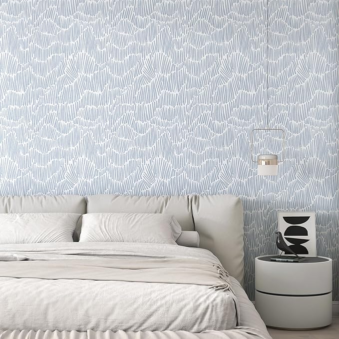 Theper Blue Wallpaper 17.3"×393" Modern Striped Peel and Stick Wallpaper Boho - Image 4