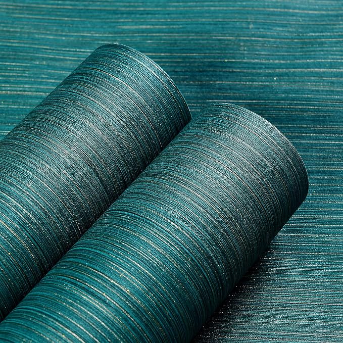 Haimin Grasscloth Wallpaper Textured 24in X 393in Fabric Contact Paper Teal - Image 3