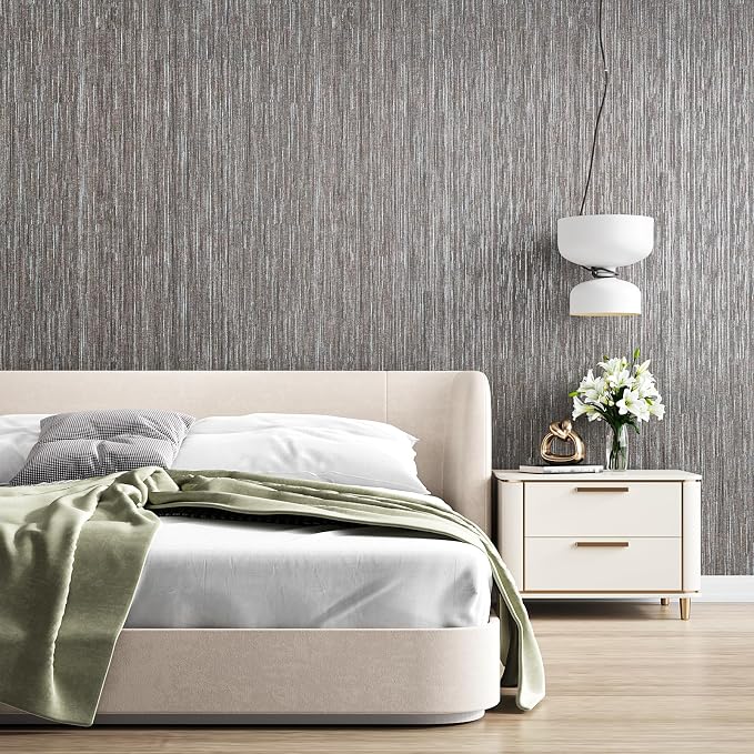 VEELIKE Lustre Brown Grasscloth Peel and Stick Wallpaper Textured Grasscloth - Image 6