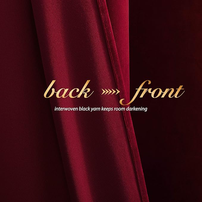 NICETOWN Christmas Red Velvet Curtains and Drapes, Extra Long Elegant Wall - Image 4
