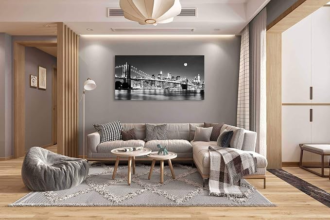 Baisuart-Q30350 Brooklyn Bridge Night View 1 Panels Landscape Artwork Canvas - Image 6