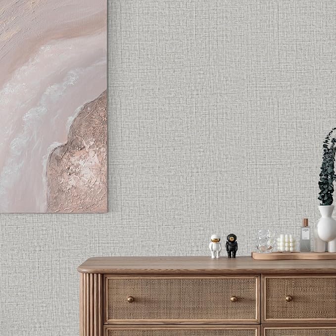 TANONE Contact Paper Peel and Stick, Grasscloth Wallpaper Adhesive Removable - Image 3