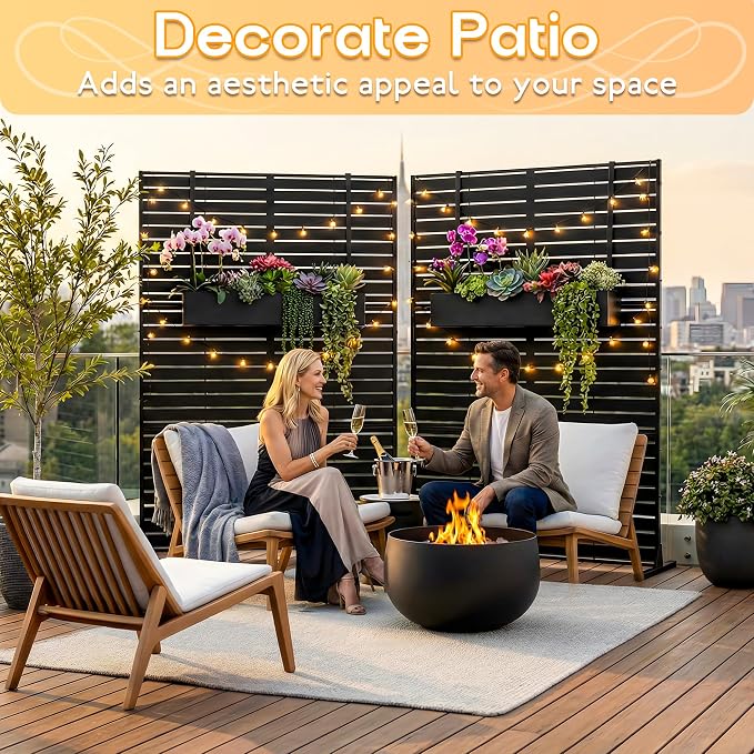 MTART Metal Privacy Screen 72" H x 47.2" Decorative Outdoor Privacy Screen - Image 6