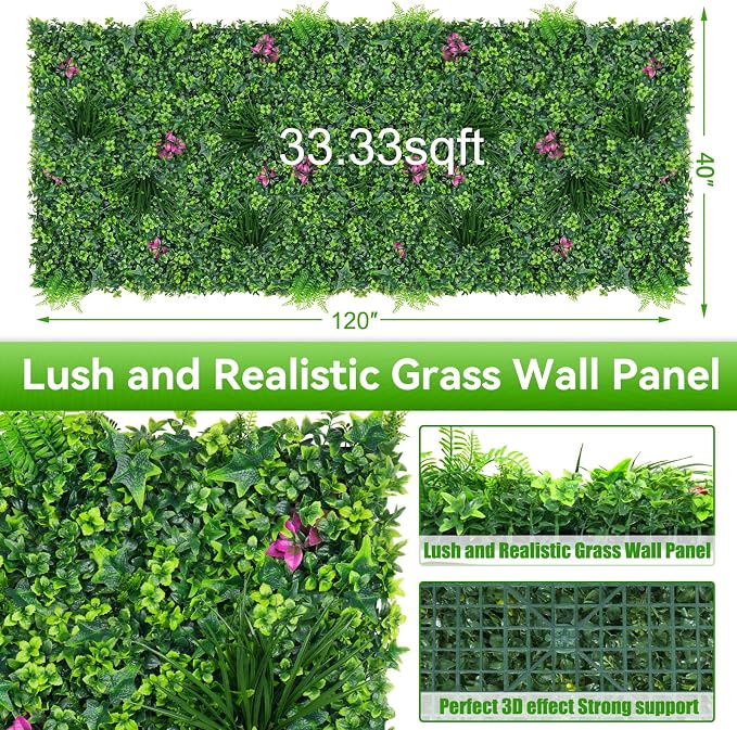 Artificial Grass Wall Roll Panels, UV-Anti Fake Greenery Plant Boxwood Panels - Image 2