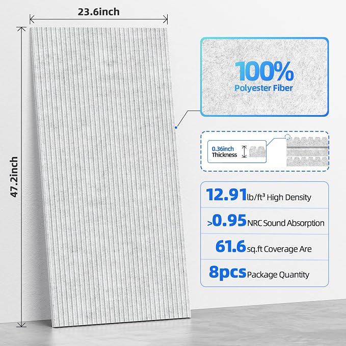 8 Pack Large Acoustic Panels Sound Absorbing - Image 6