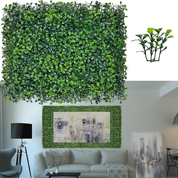 ODTORY Artificial Grass Wall Panels:16" X 12" 6P UV-Anti Greenery Boxwood by ODTORYHOME