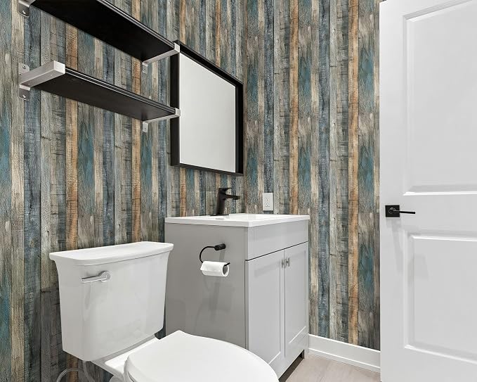 FLFK Vintage Wallpaper Peel and Stick Grey Wood Contact Paper Removable - Image 4