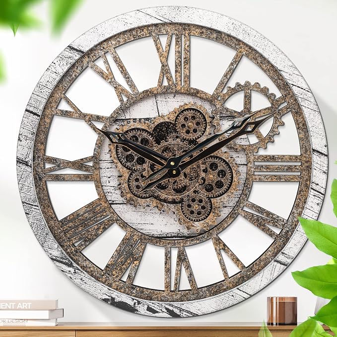 HOIBAI Wall Clock, 24 Inch Moving Gears Clock Large Wall Clock by HOIBAI