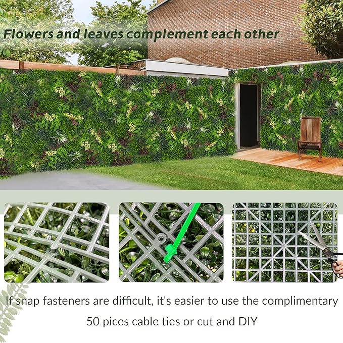 Artificial Ivy Boxwood Roll: 80"x120" UV Resistant Green Leaves Faux - Image 4
