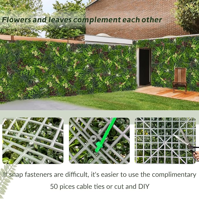 Artificial Grass Wall Boxwood Plant Panel: 20"x20" UV Resistant Green Leaves - Image 4