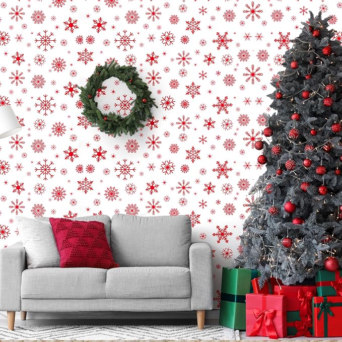 Kochorie 100 Ft x 54 Inch Red Snowflake Tablecloth Roll - Image 5