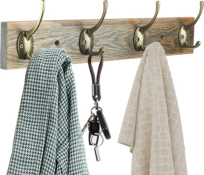 IBosins 12 Pack Antique Brass Coat Hooks Wall Mounted - Image 4