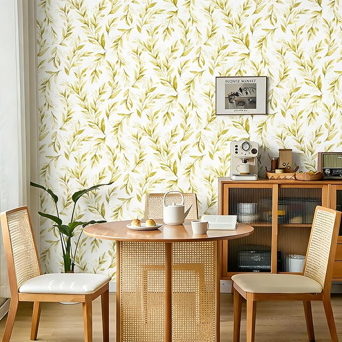 Livebor Leaf Peel and Stick Wallpaper Olive Leaf Contact Paper 17.7in x 393.7in - Image 2