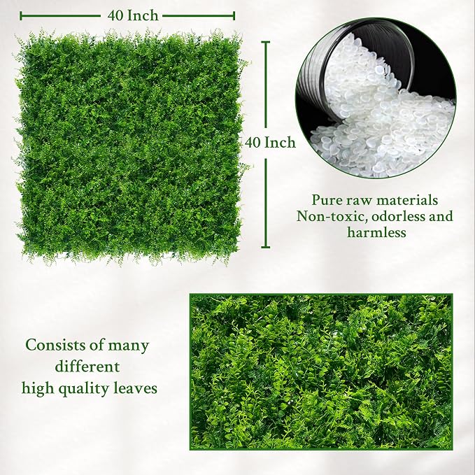 ODTORY Artificial Plants Hedge Wall Panels：20x20 Inch 4P UV-Anti Greenery - Image 2